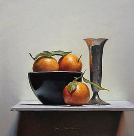 Still life with clementines, 33x34cm, 2011.