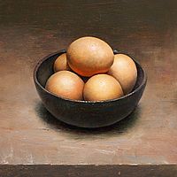 Stilleven met eieren, 25x25cm, 2010.