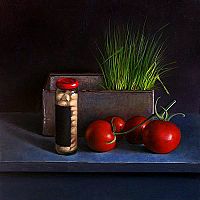 Still life with chives, 40x40cm, 2008.