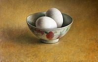 Still life with two eggs in bowl, 20x33cm, 2007. SOLD