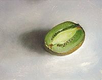 Still life with kiwi, 12x14cm, 2009. 