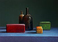 Still life with bottle and tin cans, 67x50cm, 2005.