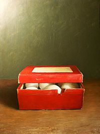 Red box with eggs, 41x57cm, 2004