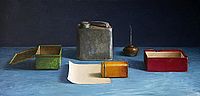 Still life with paper note, 93x45cm, 2005.