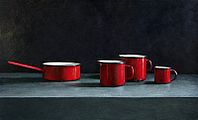 Still life with red cups, 72x44cm, 2005.