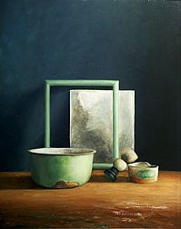 Still life with razing mirror, 54x68cm, 2004.