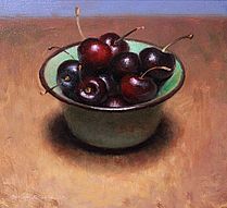 Small still life with cherries, 22x21cm,SOLD