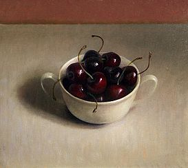 Still life with cherries, 30x33cm, 2009.SOLD