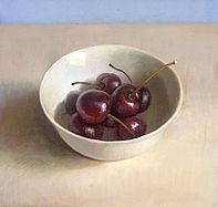 Still life with cherries, 20x20cm, 2010.