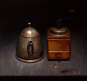 Stilleven met koffiemolen, 35x37cm, 2010.