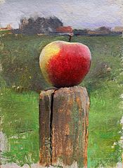 Apple still life 'en Plein Air', 16x19cm, 2011.SOLD 