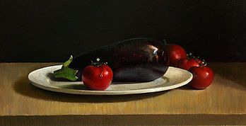 Still life with aubergine, 58x30cm, 2009.SOLD