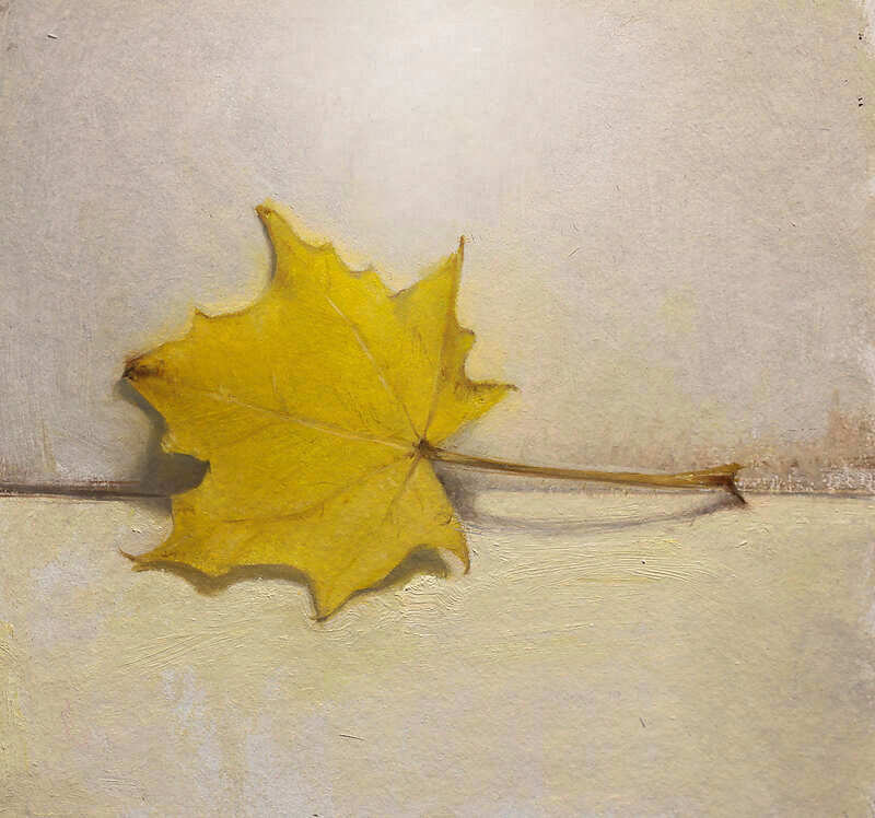 Painting: Still life with autumn leaf