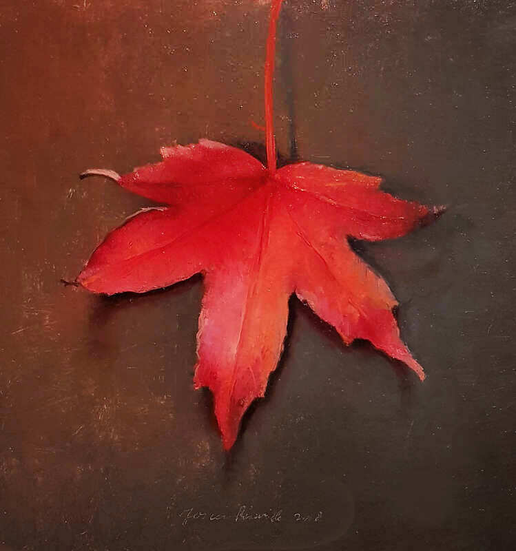 Painting: Still life with autumn leaf