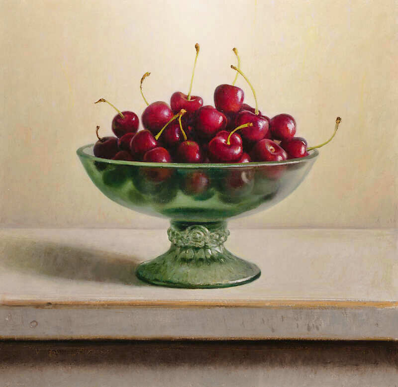 Painting: Still life with cherries