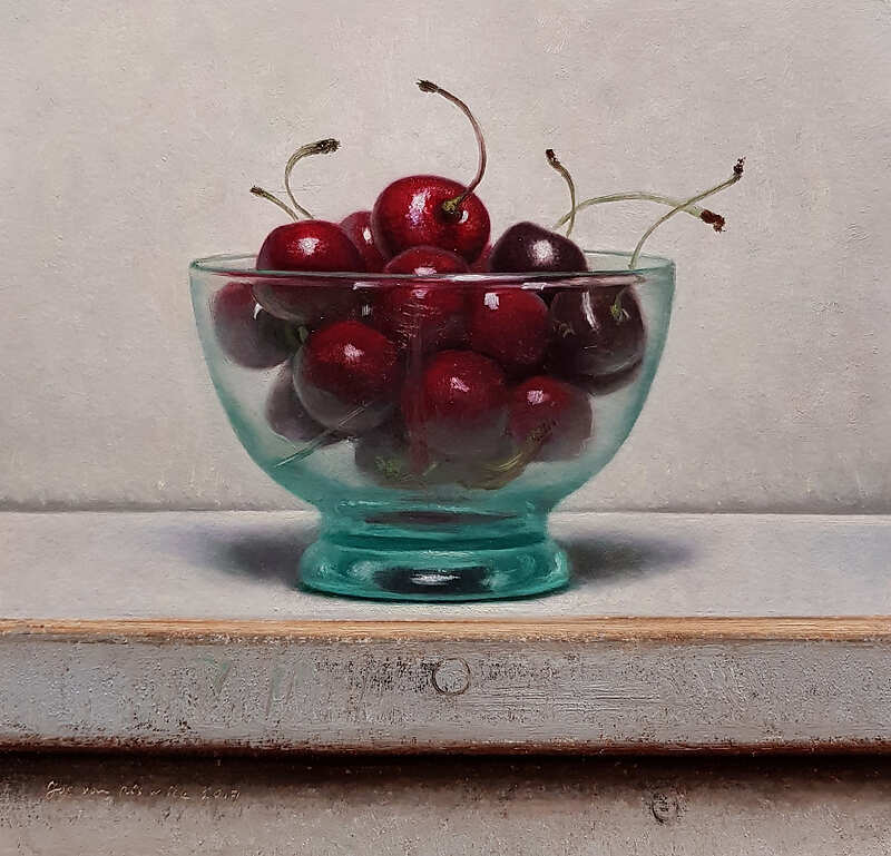 Painting: Still life with cherries