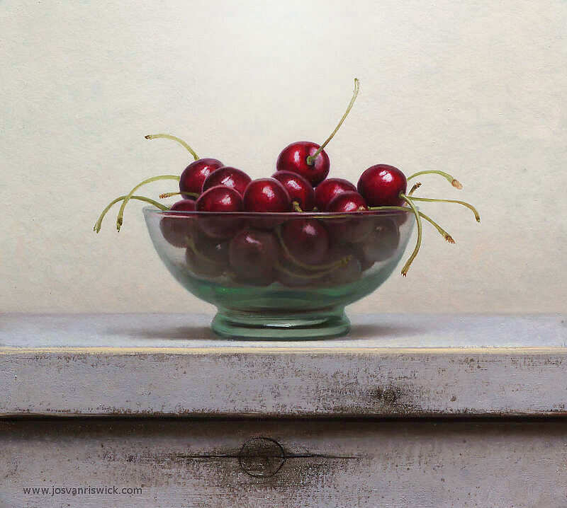 Painting: Still life with cherries