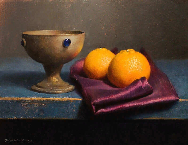 Painting: Still life with tangerine