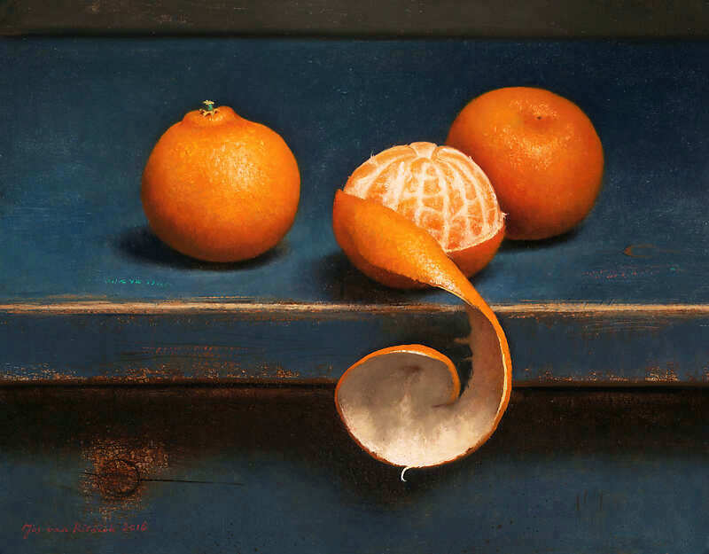 Painting: Still life with three clementines