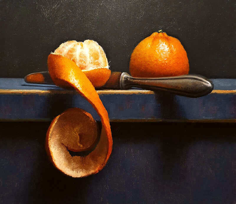 Painting: Still life with tangerines.