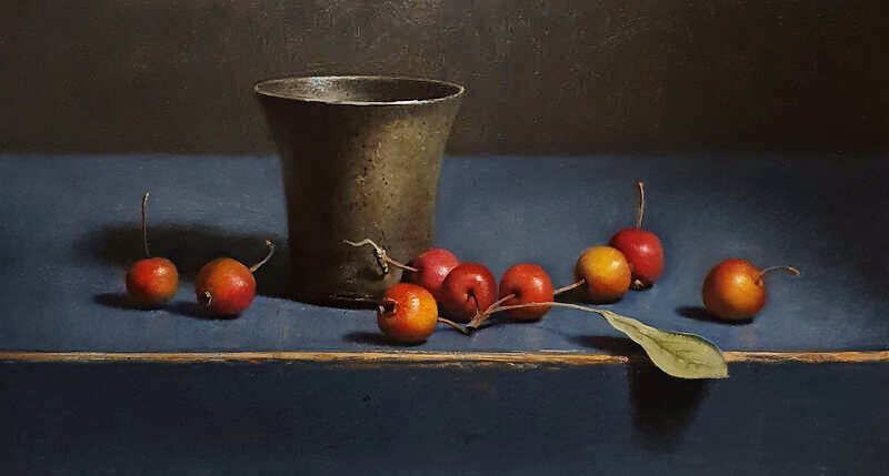 Painting: Still life with crabapples.