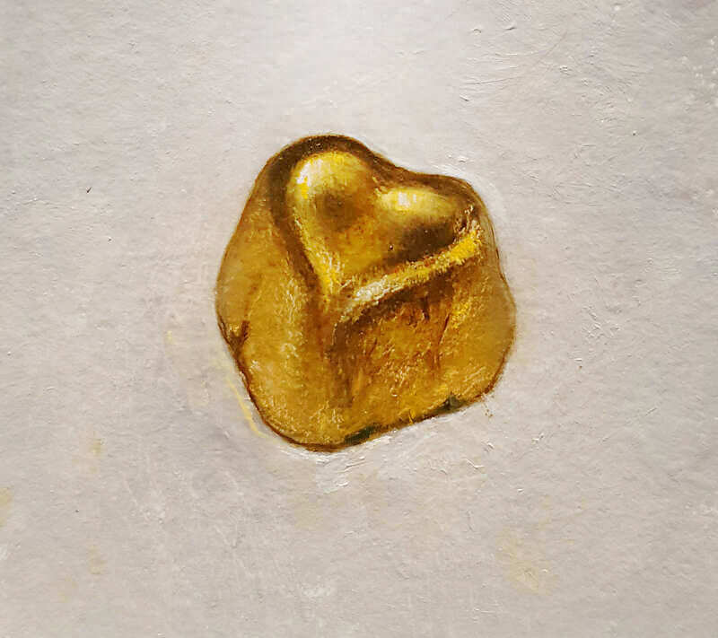 Painting: Still life with golden heart.
