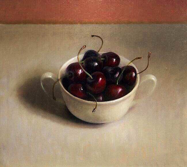 Painting: Still life with cherries