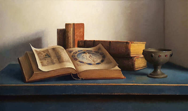 Painting: Still life with yellow cherries