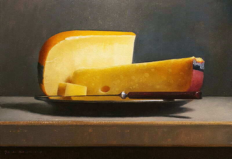 Painting: Still life with Amsterdam cheese