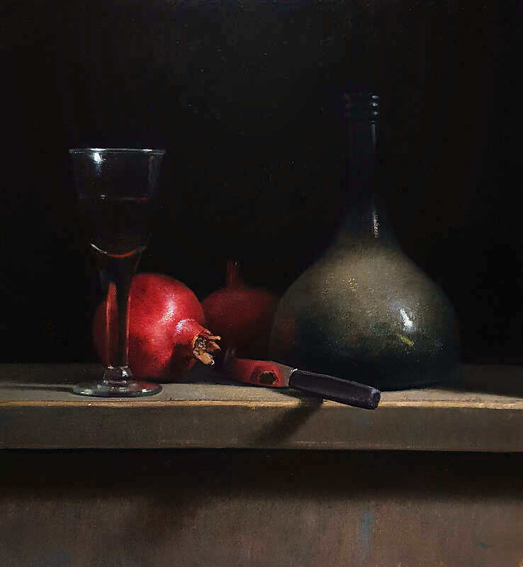 Painting: Still life with pomegranates..