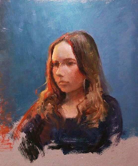 Painting: Portrait under red light