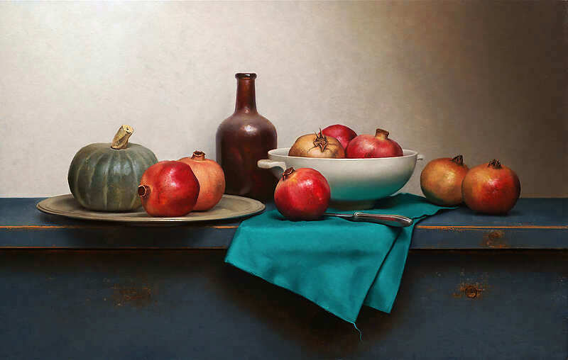 Painting: Still life with green napkin