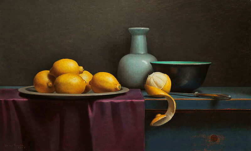 Painting: Still life with peeled lemon