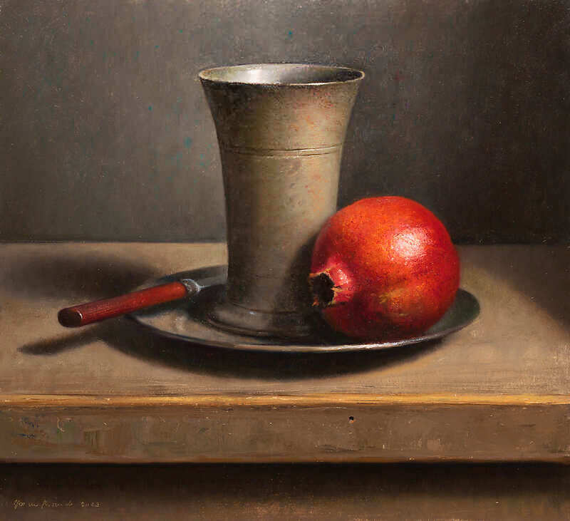 Painting: Still life with pewter cup