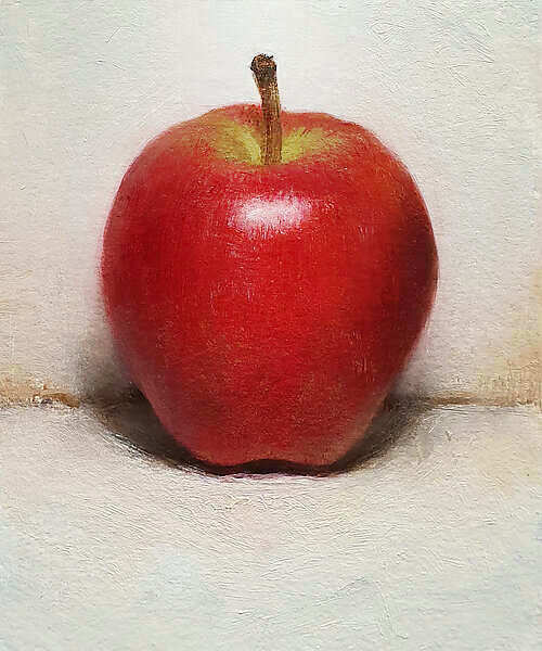 Painting: Still life with small apple