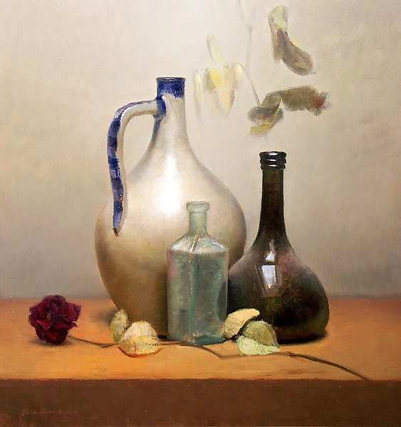 Painting: Still life with dried rose