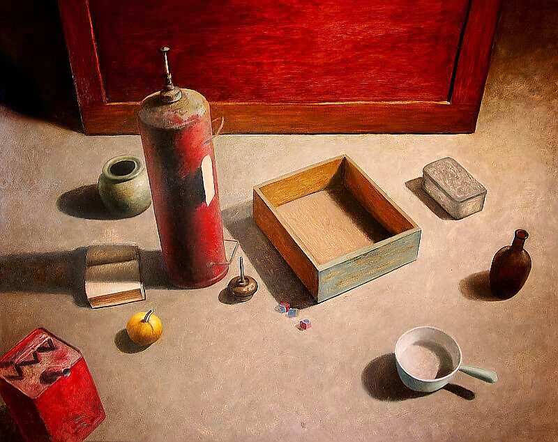 Painting: Still life with fire extinguisher