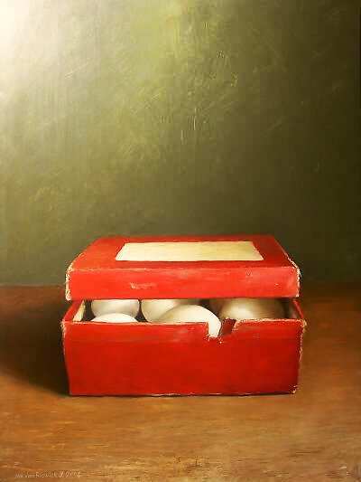 Painting: Red box with eggs
