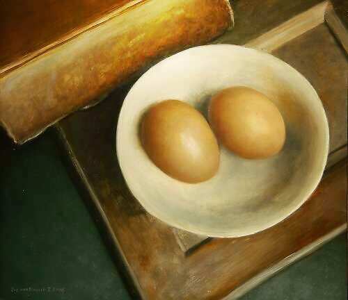 Painting: Book & 2 Eggs