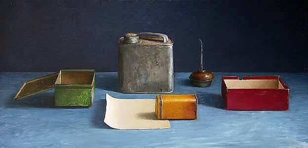 Painting: Still life with paper note