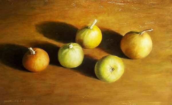 Painting: Still life with small pumpkins