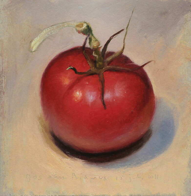 Painting: Tomato in lamp light